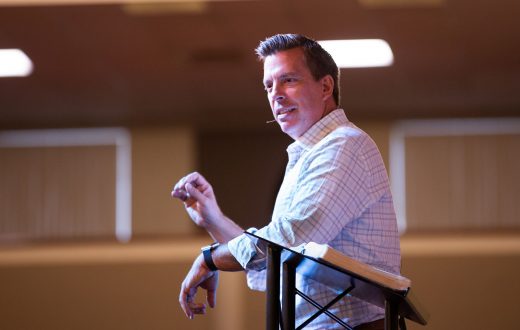 President Ellis speaking at chapel
