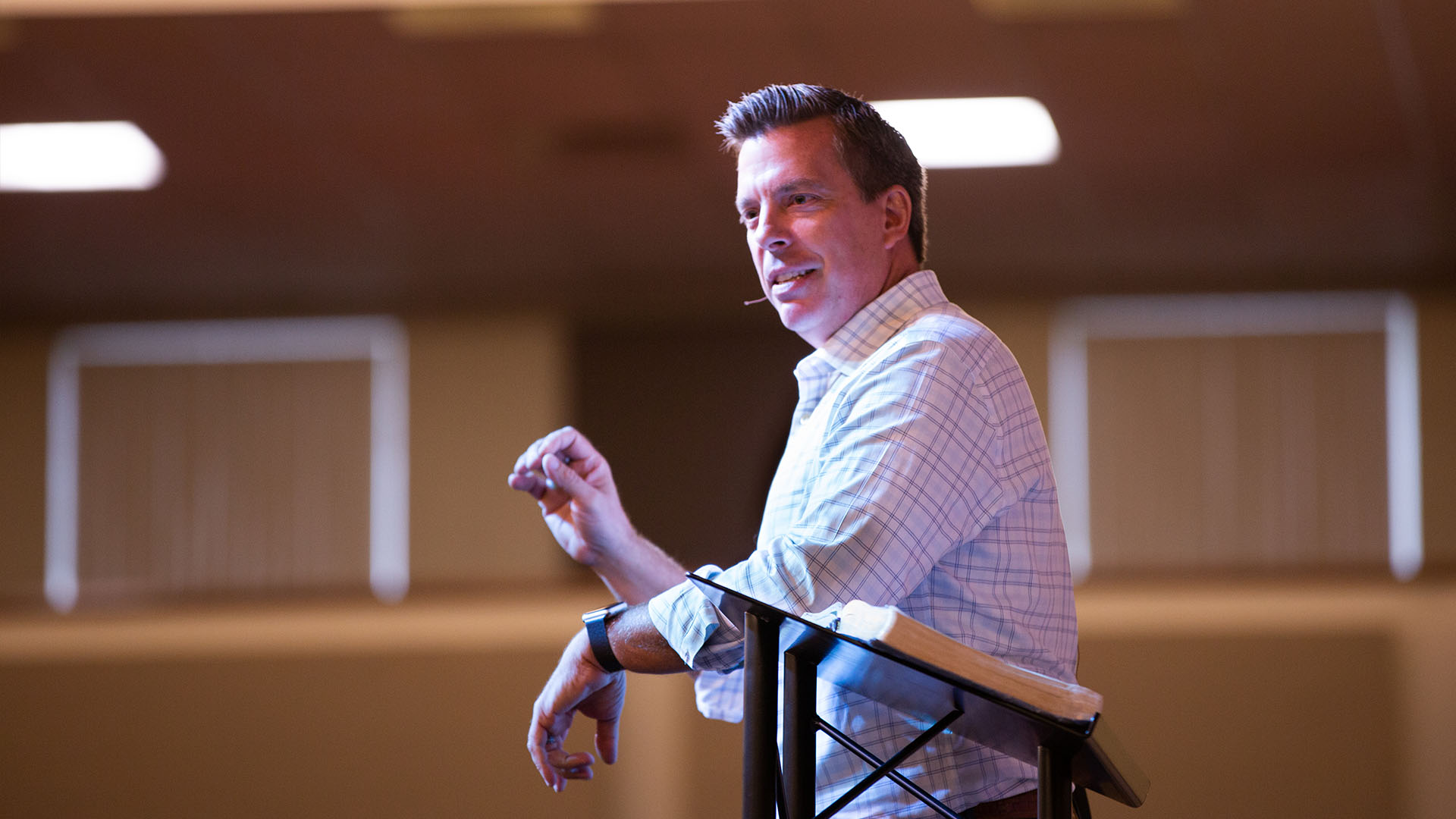 President Ellis speaking at chapel