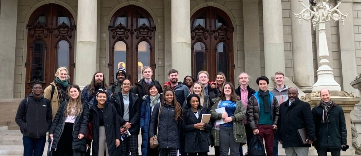 Bridging the Gap group outside of Lansing Capital Building